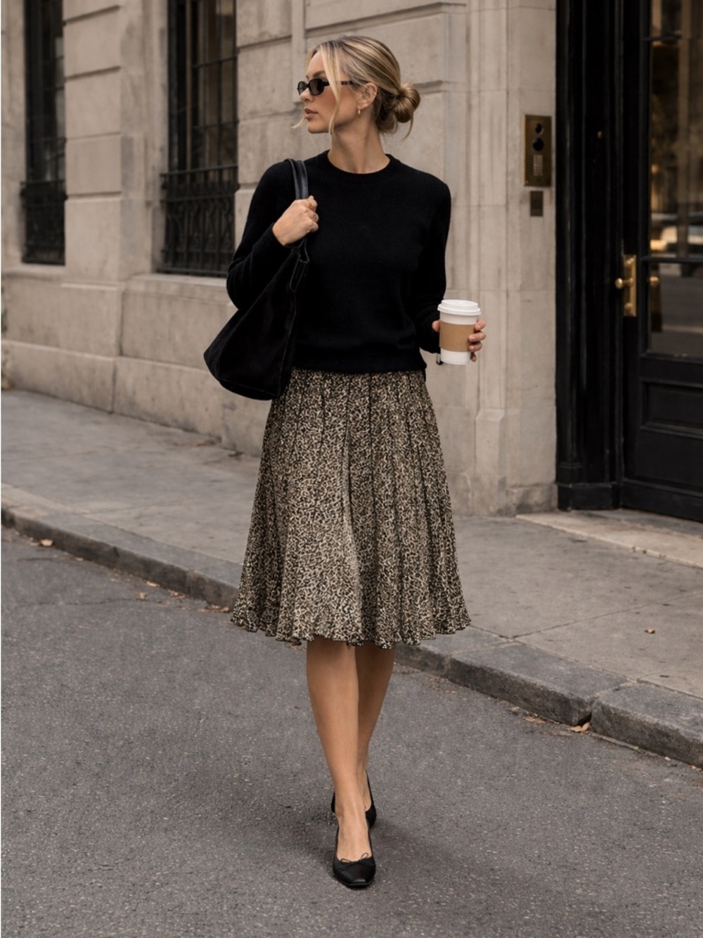 VINTAGE Y2K Leopard Print Midi Skirt Large Brown Black Chic CBK Office